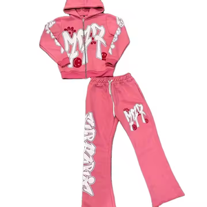 High Quality Sweatshirt and Pants Streetwear Letters Printed Custom LOGO <strong>Tracksuits</strong> Drawstring Fashion Hoodie Set for Men - Product Image 2