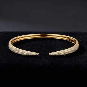 Gold Plated Cuff <b>Bracelet</b> Women's <b>Crystal</b> Rhinestone Micro Insert Classic Style Fashion Jewelry Gift - Product Image 3