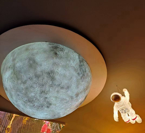 Lámpara Colgante Moderna de Resina 3D con Forma de Luna, Iluminación LED Interior, Lámpara de Techo Decorativa de Montaje Superficial, Color y Tamaño Personalizables - Product Image 1