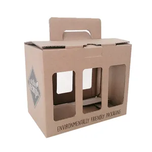 Recycelbare Kraftpapier-Verpackungs box Wellpappe 6er-Pack für Weinflaschen Bier Weint räger Mailer Box