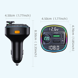 BT 5.3 FM Transmitter rảnh tay xe màu xanh răng modulator MP3 Máy nghe nhạc 22.5W USB siêu nhanh phí xe Kit đài phát thanh Adapter - Product Image 4