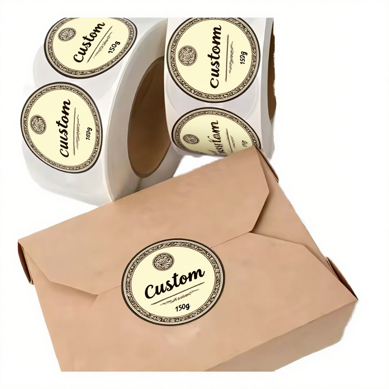 Waterproof Custom Color Printing Logo Synthetic Paper Adhesive Food Sticker Sealing Label Packing Label