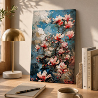 Peinture à l'huile de fleur de magnolia peinte à la main, 30x60cm, texture 3D impasto, art mural sur toile de coton et lin, sans cadre, pour la décoration de la maison