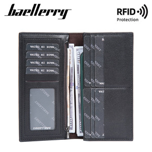Baellerry Men's Long <b>Wallet</b> Black Leather <b>RFID</b> Protection Multi Card Slot Bi Fold Zippered <b>Wallet</b> Everyday Use - Product Image 2