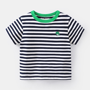 T-shirt d'été en coton polychrome à rayures pour enfants, vente en gros, provenant d'un fournisseur chinois - Product Image 6