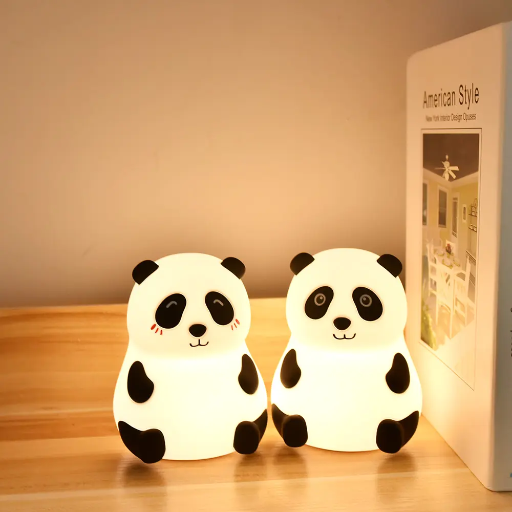 USB Pequeno Recarregável do DIODO EMISSOR de Luz Da Lâmpada Da Novidade das Crianças Animal Bonito Panda Night Light para Crianças Quarto