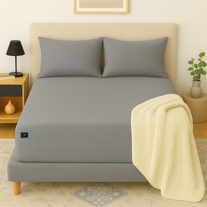 Feuilles de mise à la terre et de mise à la terre grises | 95% coton + draps housse argentés 5%, élimine l'électricité statique, améliore le sommeil et réduit l'inflammation - Product Image 1