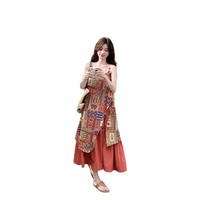 Robe midi sans bretelles pour femme, style bohème, en tricot ajouré, sans manches, 100% coton, coupe trapèze, écologique, pour les vacances à la plage, décontractée pour l'été