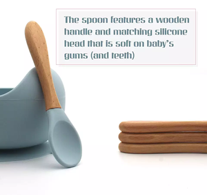 Juego de vajilla de silicona para bebé, juego de cuencos antideslizantes para niños, cuchara de silicona, mesa impermeable de grado alimenticio - Product Image 2