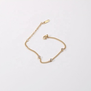 Gioielli da donna 18K PVD placcato oro triplo zircone cubico ciondoli in acciaio inossidabile braccialetto a catena spessa gioielli all'ingrosso - Product Image 5