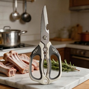 Stainless Steel Kitchen Scissors Straight Head Non Slip For Home Use With Sharp Blade And Comfort Grip - Product Image 1