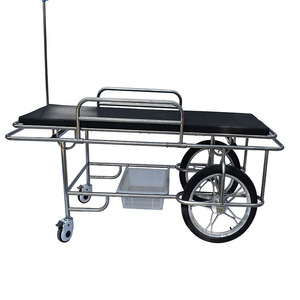 Swiss Franc Stainless Steel Stretcher <b>Trolley</b> 2000*650*750 Patient Transfer Cart With Large And Small Wheels - Product Image 1