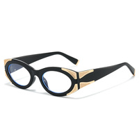 Bingkai Kacamata Optik Logam Mewah Retro Baru 2027, Model Mata Kucing, Fashion Wanita, Anti Cahaya Biru untuk Komputer dan Gaming