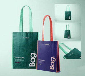 ถุงผ้าที่นำกลับมาใช้ใหม่เป็นมิตรกับสิ่งแวดล้อมถุงของชำแบบใช้ซ้ำได้พร้อมโลโก้ผ้าใบและปอกระเจาพิมพ์ลายสำหรับช้อปปิ้งและของขวัญ - Product Image 3