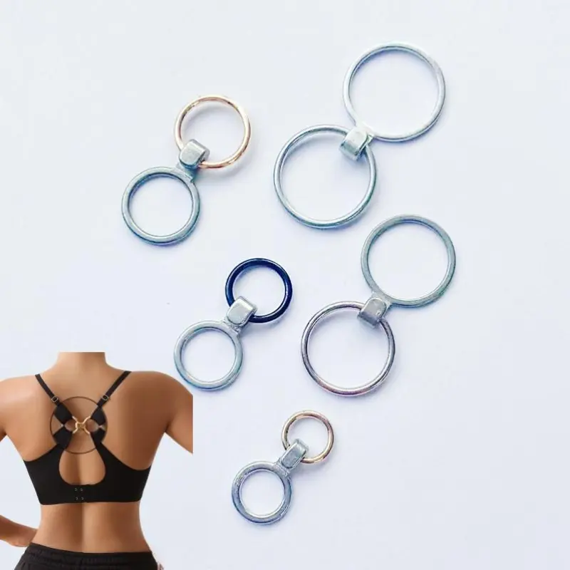 Accessoires de soutien-gorge recyclés 12mm 15mm métal or argent Yoga vêtements anneau boucle maillots de bain connecteurs anneau en métal