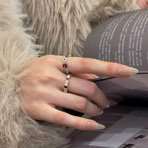 <span class=keywords><strong>2026</strong></span>新款焦糖芋头色滴水不锈钢糖果甜甜圈戒指甜美少女女饰品配件 - Product Image 2