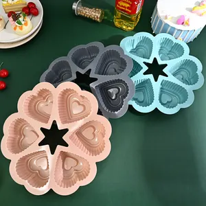 Molde de silicone para assar bolo em forma de coração, molde personalizado para assar bolo em forma de coração, 6 moldes, molde para forno de chocolate, uso em silicone