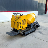 Nouvelle bétonnière miniature diesel portable sur chenilles avec engrenage 750L, petit camion à benne basculante, bétonnière autochargeuse