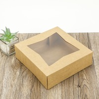 Scatola Regalo in Carta Kraft con Coperchio a Finestra Quadrifoglio, Ecologica per Pasticceria, Asporto, Regali, Feste, Confezioni per la Vendita al Dettaglio