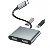 Hub USB C 4 en 1 vers USB 3.0, adaptateur convertisseur de câble double HDTV 4K 60 Hz pour ordinateur portable, moniteur, PC