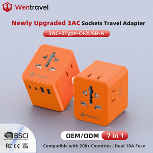 Adaptador de Viaje Universal Europeo Wontravel con 3 Tomas de Corriente, para Viajeros de Negocios Internacionales - Product Image 1