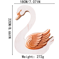 Sculpture Cygne en Bois Décoratif Faite à la Main, Design Superposé, Ornement Rustique pour Table, Étagère ou Cheminée, Cadeau Blanc Cuivre