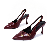 Chaussures à talons hauts sexy pour femmes, nouveau style, 9cm, décoration à boucle carrée, talon fin effilé, cuir verni, boucle en métal, YonH1-2