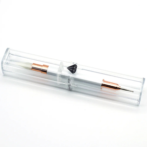 Stylo à cire double embout avec manche en métal blanc et strass, pince à strass, pinceau acrylique, outil de pointillage pour nail art, logo personnalisé - Product Image 6