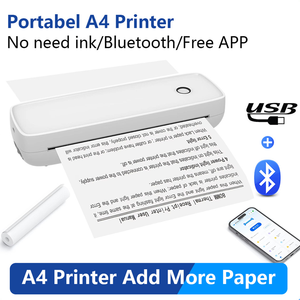 Inkless <b>Portable</b> A4 <b>Mini</b> Thermal <b>Printer</b> Bluetooth PDF Excel Word Document Printing Machine for Office Work Home School - Product Image 1