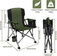 Chaise d'extérieur portable de haute qualité avec poignée droite et grand sac isotherme latéral pliable pour le camping, la randonnée, les ateliers et la pêche