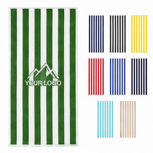 Serviette de plage, de voyage, de gym ou de bain personnalisée avec logo, 500 g, en coton rayé, grande taille, douce, absorbante, séchage rapide, pour la piscine - Product Image 1