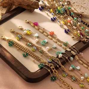 <span class=keywords><strong>Cavigliera</strong></span> da Donna Bohemien in Acrilico Multistrato con Fiori Colorati, Braccialetto Estivo in Acciaio Inossidabile per Ragazze - Product Image 3