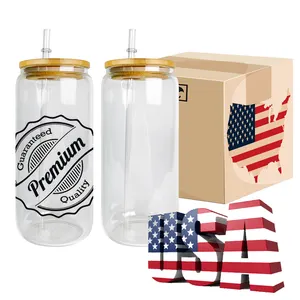 Botella de vidrio de sublimación, bote de vidrio blanco de 12oz y 16oz, regalos, latas de Soda, envío gratis, 20oz, almacén de EE. UU.