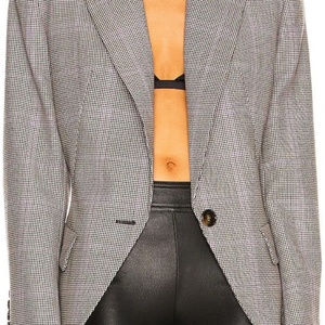 New Design Wide Padded Shoulder Over Size Blazer Jacket With Waist Shape <b>Shawl</b> Lapel Single Button Casual Blazer for Women - Product Image 6