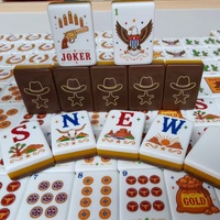 Nouveau 2026 – Ensemble de Mahjong Américain en Acrylique Marron à Trois Couches, Thème Cowboy Western, Portable et Personnalisable pour Adultes – Vente en Gros