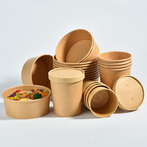 Vente directe d'usine, gobelet à soupe en papier kraft blanc, bol à nouilles personnalisé, bol à soupe jetable, bol à <span class=keywords><strong>poke</strong></span>, récipient alimentaire à <span class=keywords><strong>emporter</strong></span> - Product Image 6