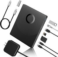 Drive Blu-ray Eksternal 8 in 1, Pembakar Blu-ray, Mendukung Disk 100GB, HDMI, LAN, USB 3.0, Tipe-C, Port SD/TF untuk Laptop PC Windows MacOS