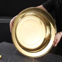 Plateau de service rond en acier inoxydable poli de luxe avec couvercle, plateau dôme pour buffet, pour utilisation en hôtel, restaurant, restauration