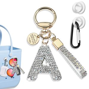 <b>Initial</b> Letter Keychain Accessories for Bogg <b>Bag</b> Bling Sparkly Decorative Letter Charms Key Holder for Bogg Beach Tote <b>Bag</b> - Product Image 3