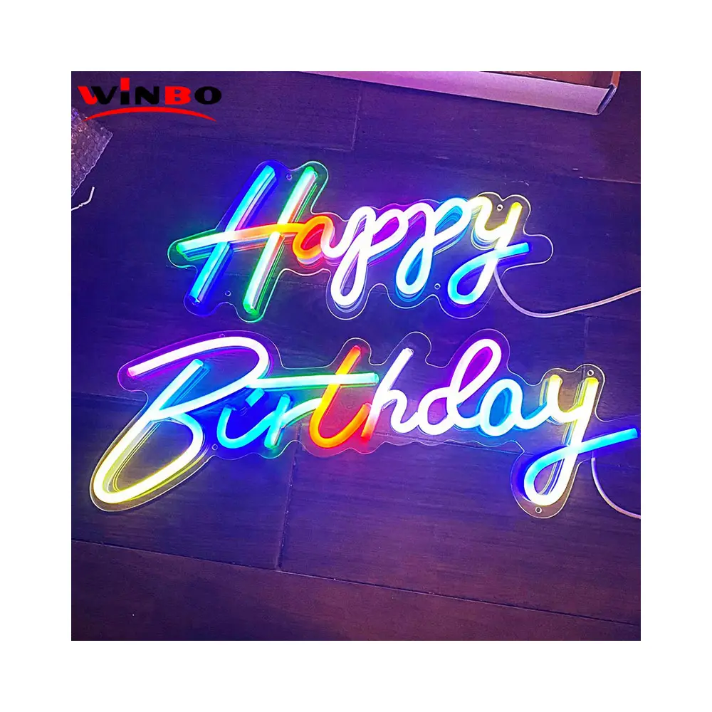 Winbo Custom Business Logo And Text Led Neon Sign Letters Live Music Neon Light Room Party Wall Decor Happy Birthday Neon Signs