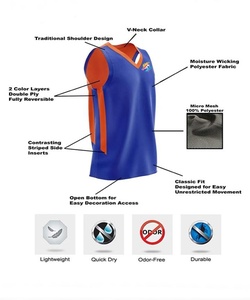 Camiseta de Baloncesto Deportiva Personalizada, Reversible, Unisex, de Malla Transpirable, Antibacteriana, Talla Grande - Product Image 5