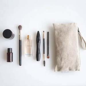 Factory Custom High Quality Embroidery <b>Drawstring</b> Personalized Organic Linen Pouch With Zipper Linen <b>Makeup</b> <b>Bag</b> - Product Image 6