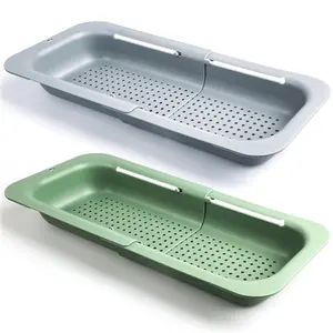 Top Quality Low Price Telescopic Sink Shelf Fruit Vegetable Washing Basket Multifunctional Drain Basket Sink Storage Rack