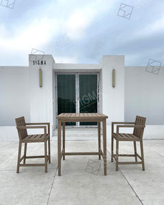 Muebles <span class=keywords><strong>de</strong></span> Teca <span class=keywords><strong>para</strong></span> Exteriores <span class=keywords><strong>de</strong></span> Diseño <span class=keywords><strong>de</strong></span> Fábrica, Estilo Resistente a la Intemperie, Asiento Alto con Reposabrazos, Barra <span class=keywords><strong>de</strong></span> <span class=keywords><strong>Patio</strong></span> <span class=keywords><strong>de</strong></span> <span class=keywords><strong>Madera</strong></span> Sólida - Product Image 4