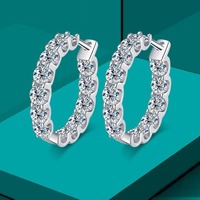 Boucle d'oreille en diamant VVS coloré S925 Round Brilliant Cut Moissanite Tennis Loop Stud Earrings De D Color Pass Diamond Tester