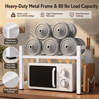 Support de four à micro-ondes extensible blanc en acier au carbone avec porte-couteaux et planche à découper pour comptoir de cuisine, personnalisable OEM