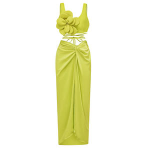 Gran oferta, traje de baño de lujo para mujer, traje de baño de neón, <span class=keywords><strong>Bikini</strong></span> de flor 3D <span class=keywords><strong>Nina</strong></span> en línea, traje de baño de 3 piezas con falda larga para cubrir - Product Image 2