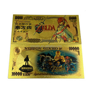 En stock, jeu d'anime japonais <span class=keywords><strong>Zelda</strong></span>, collection de billets de 10 000 yens, animal de compagnie, billet de banque plaqué or 24 carats - Product Image 3