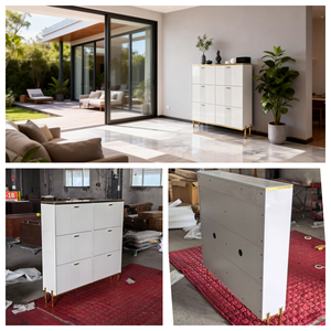 Meuble à chaussures moderne ultra-fin en bois pour petits appartements - Rangement étroit pour entrée, armoire à chaussures - Product Image 3