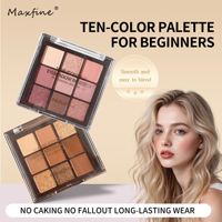 Palette de fards à paupières 9 couleurs, neutres, nudes, bruns, mats, scintillants, pailletés, étui transparent, maquillage quotidien, marque privée, OEM